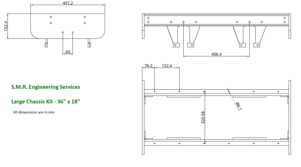 7¼" Gauge Large 4 Wheel Chassis Kit (Complete Kit)