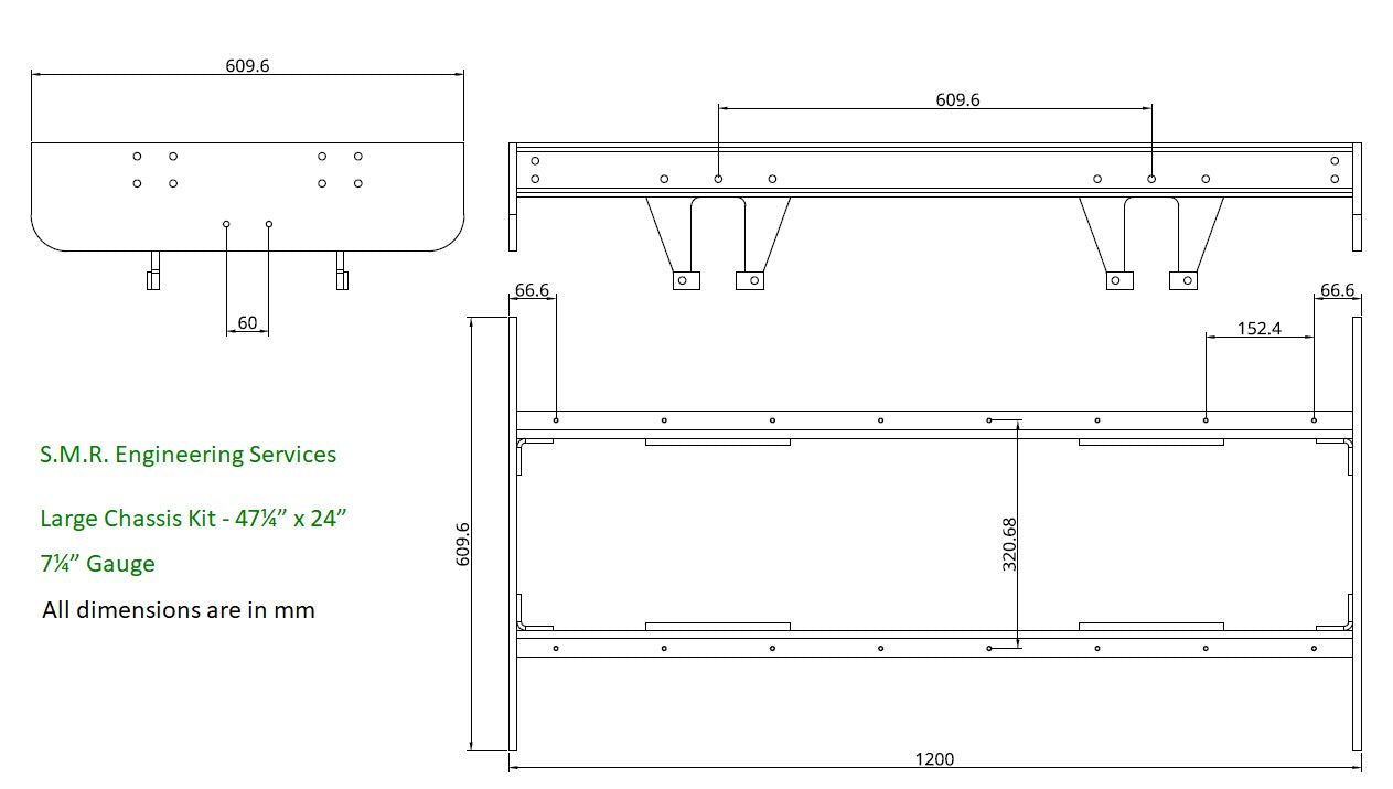 7¼" Gauge Large 4 Wheel Chassis Kit (Complete Kit)