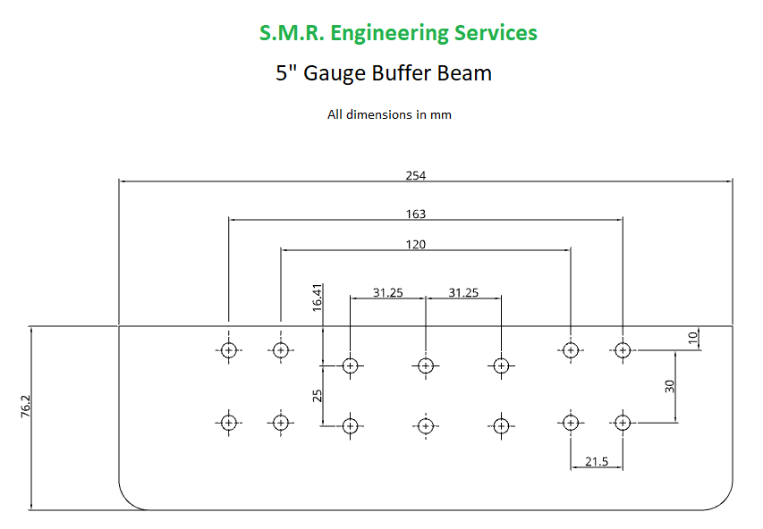 Buffer Beam for 5" Gauge