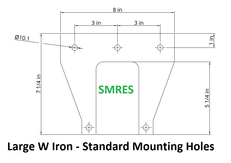 Large Bolt on W Iron for 7¼" or 10¼" gauge - with Bearing & Spring