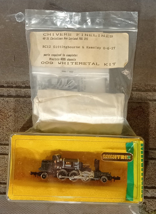 Chivers Finelines 009 Gauge Sittingbourne & Kemsley 0-6-2T locomotive kit with chassis