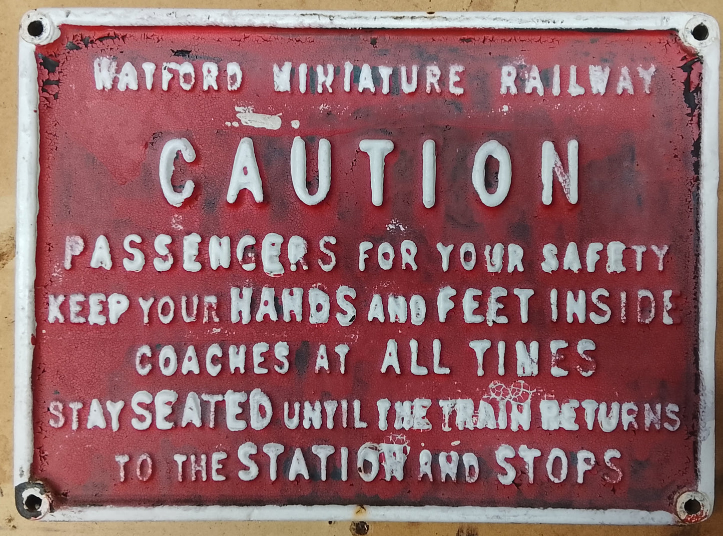 Watford Miniature Railway Safety Sign